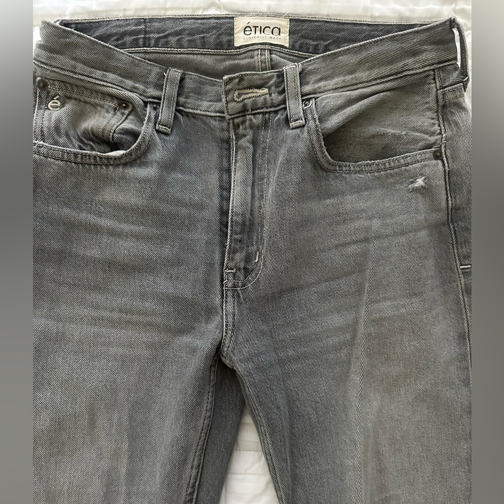 Etica Rhea Mid Rise Straight Crop Jeans Gray  size 26